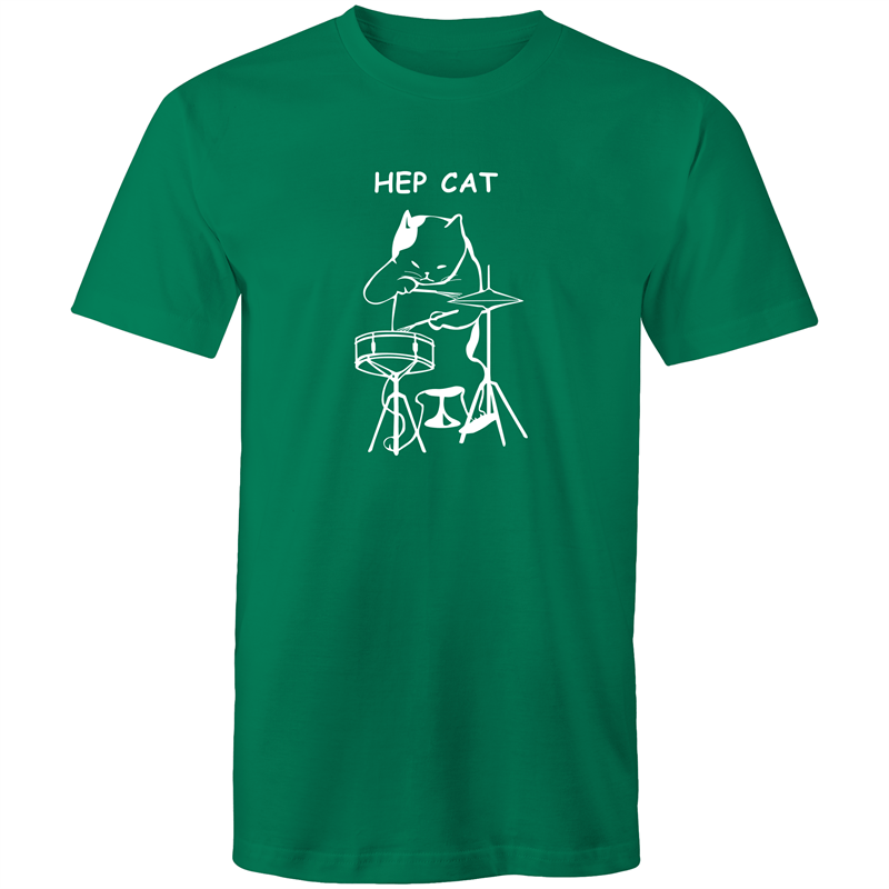 Hep Cat - Mens T-Shirt Kelly Green Mens T-shirt Funny Mens Music