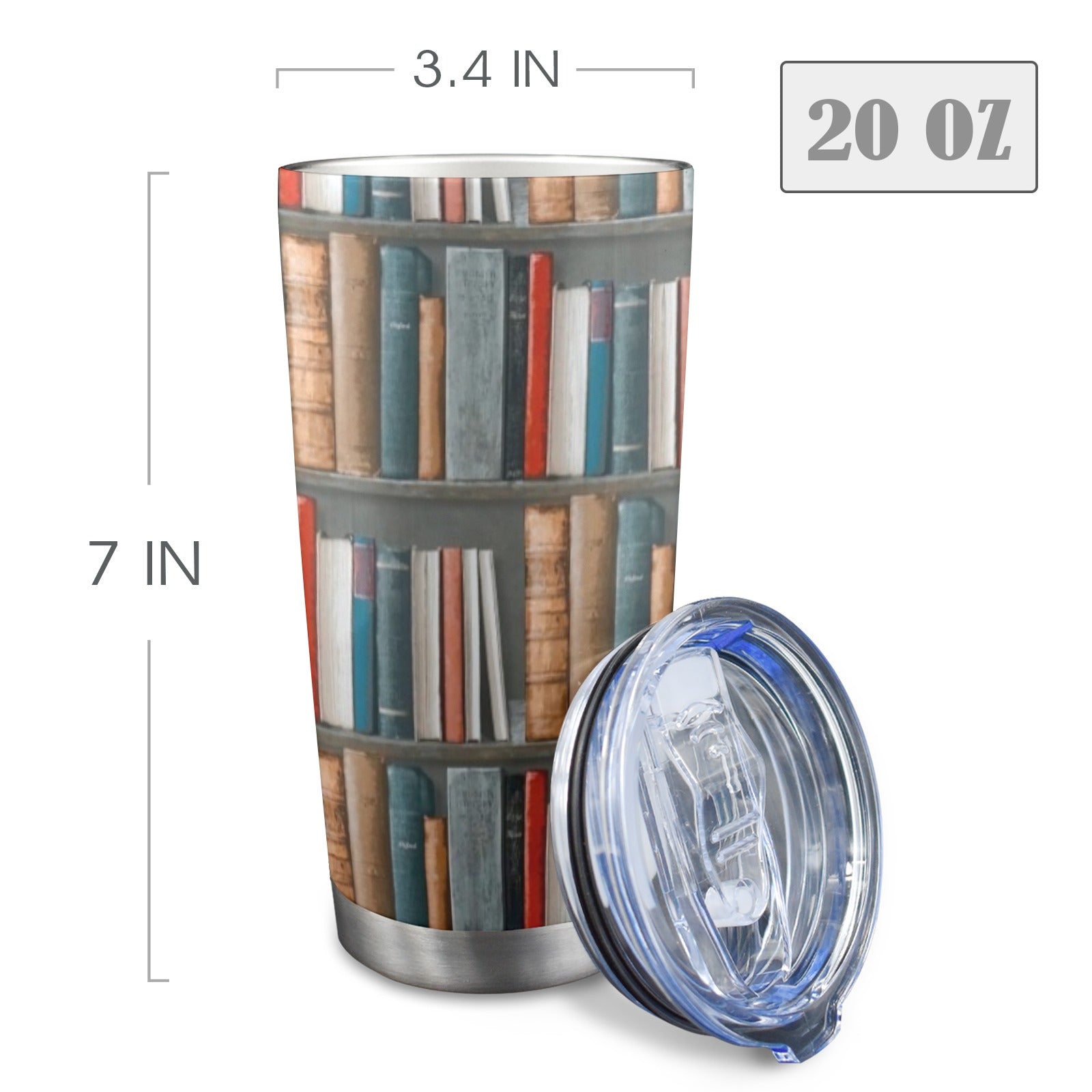 Books - 20oz Travel Mug with Clear Lid Clear Lid Travel Mug