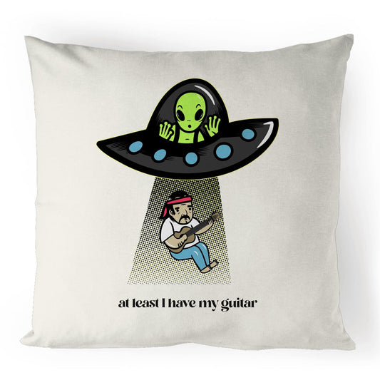 Guitarist Alien Abduction - 100% Linen Cushion Cover Default Title Linen Cushion Cover Music Sci Fi