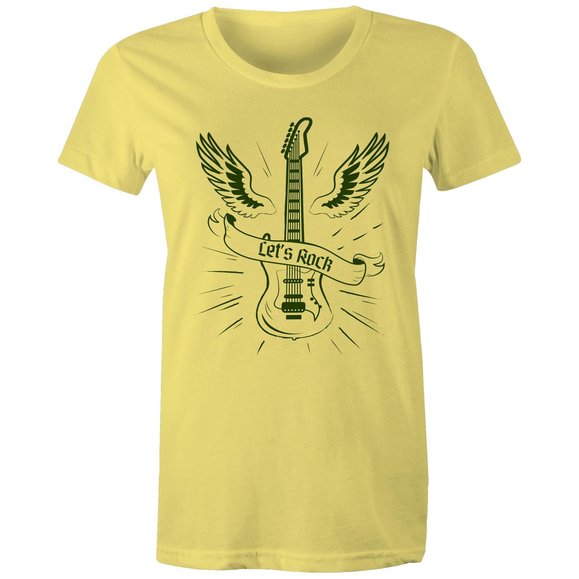Let's Rock - Womens T-shirt Yellow Womens T-shirt Music