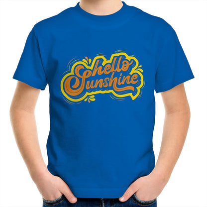 Hello Sunshine - Kids Youth Crew T-Shirt Bright Royal Kids Youth T-shirt Summer