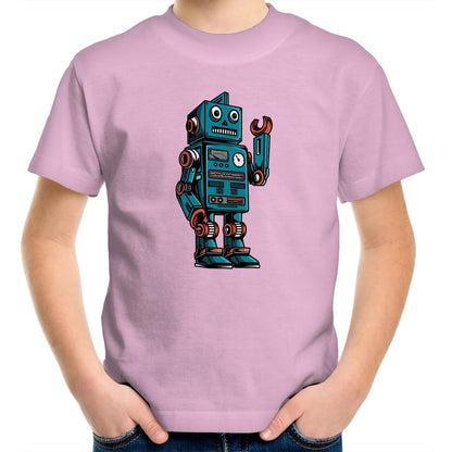 Robot - Kids Youth Crew T-Shirt Pink Kids Youth T-shirt Sci Fi