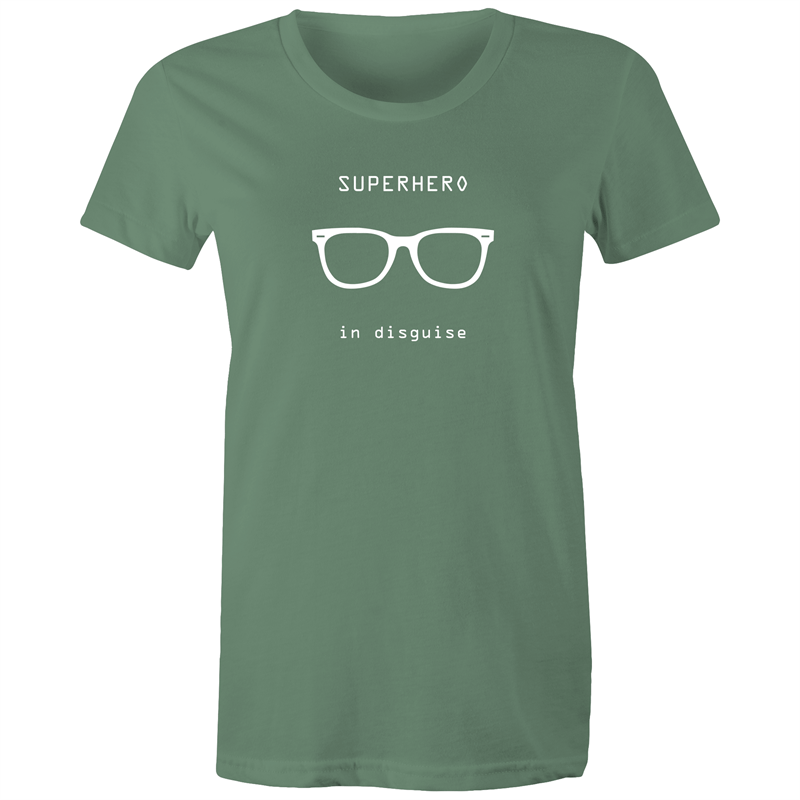 Superhero In Disguise - Women's T-shirt Sage Womens T-shirt comic Funny Womens