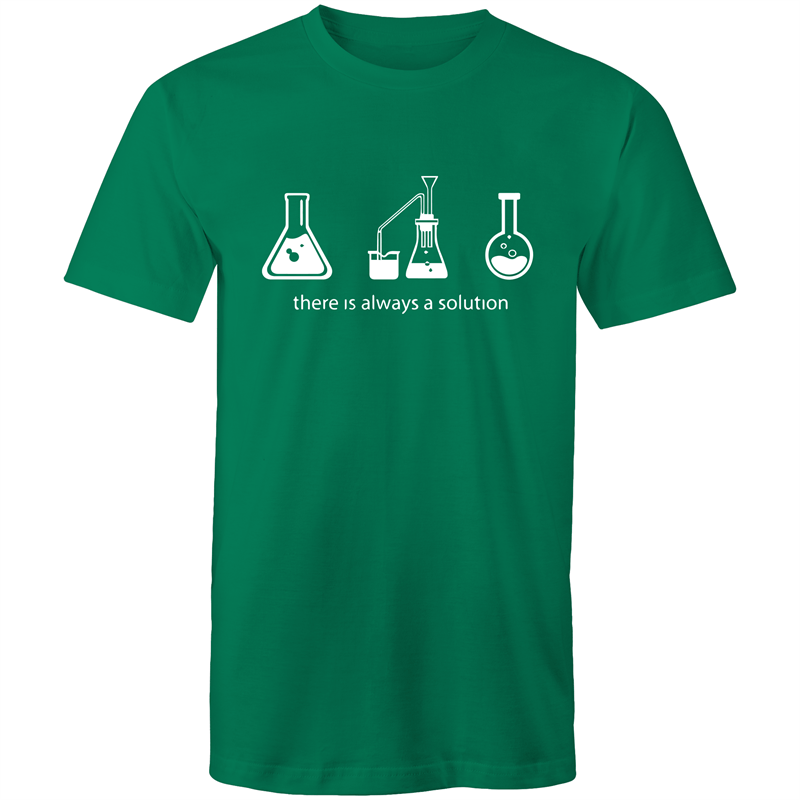 There Is Always A Solution - Mens T-Shirt Kelly Green Mens T-shirt Funny Mens Science