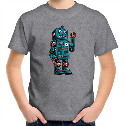 Robot - Kids Youth Crew T-Shirt Grey Marle Kids Youth T-shirt Sci Fi