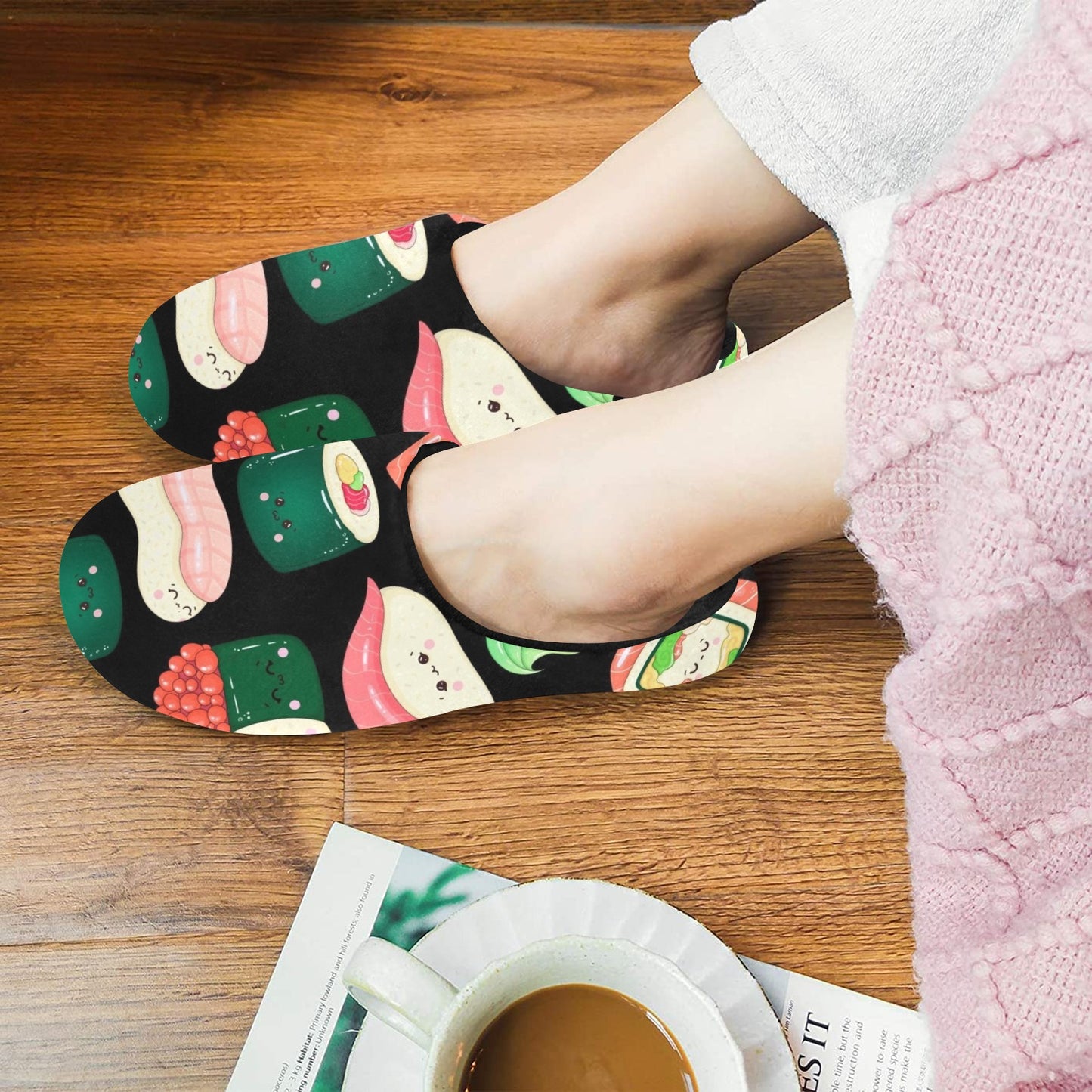 Happy Sushi - Women's Non-Slip Cotton Slippers Women's Non-Slip Cotton Slippers Food Printed Offshore