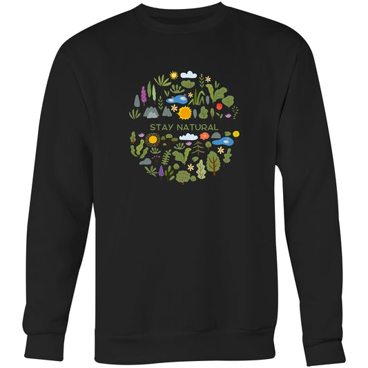 Stay Natural - Crew Sweatshirt Black Sweatshirt Environment Plants