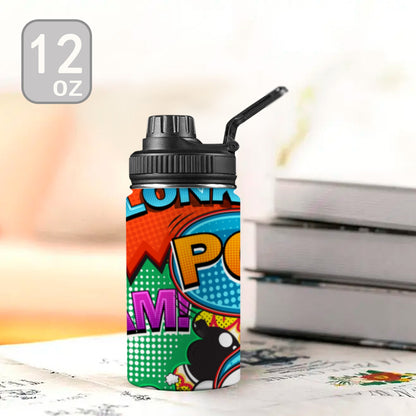 Comic Book 2 - Kids Water Bottle with Chug Lid (12 oz) Kids Water Bottle with Chug Lid