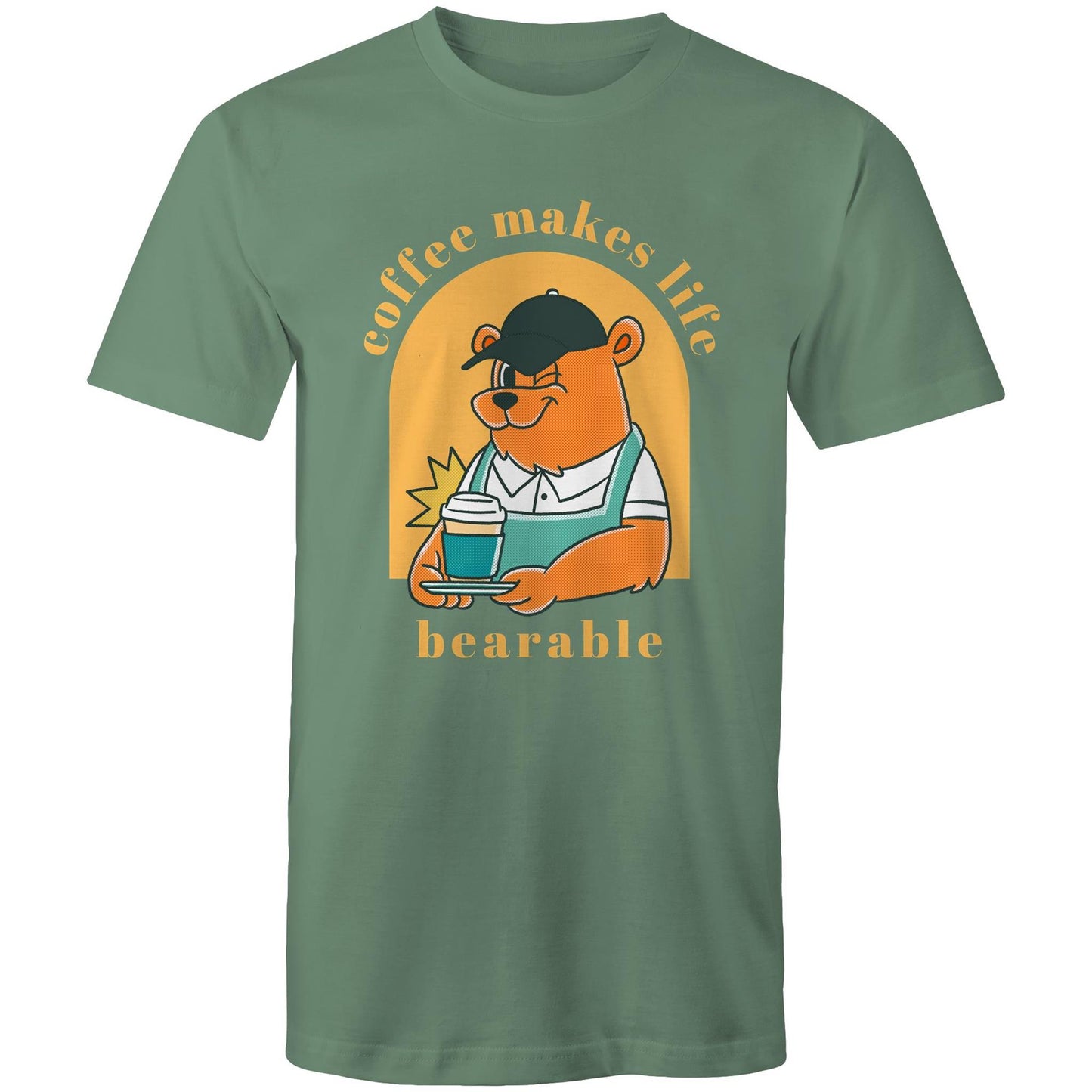 Coffee Makes Life Bearable - Mens T-Shirt Sage Mens T-shirt animal Coffee
