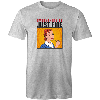 Everything Is Just Fine - Mens T-Shirt Grey Marle Mens T-shirt comic Retro