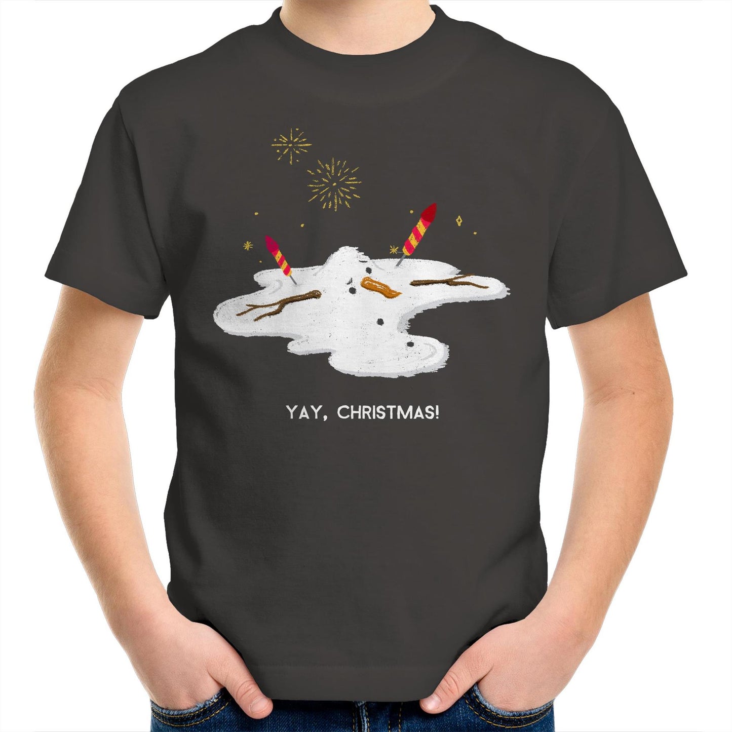 Yay, Christmas - Kids Youth Crew T-Shirt Charcoal Christmas Kids T-shirt Merry Christmas
