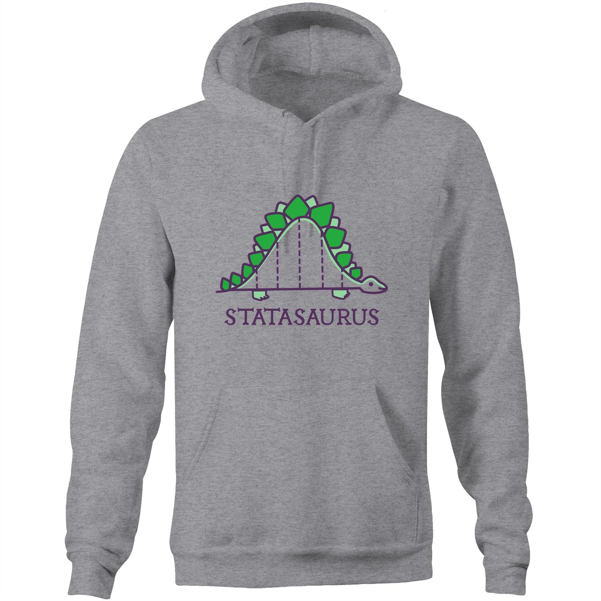 Statasaurus - Pocket Hoodie Sweatshirt Grey Marle Hoodie animal Maths Science