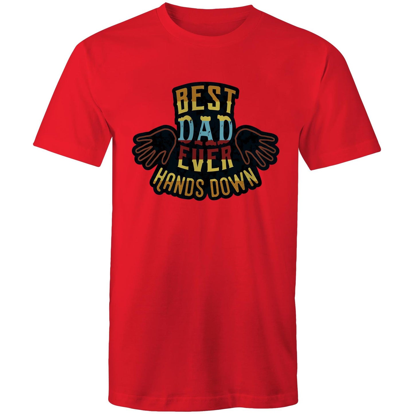 Best Dad Ever, Hands Down - Mens T-Shirt Red Mens T-shirt Dad