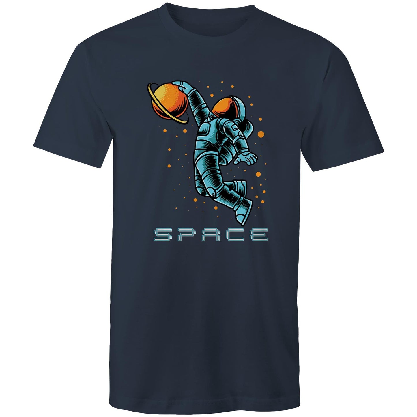 Astronaut Basketball - Mens T-Shirt Navy Mens T-shirt Space