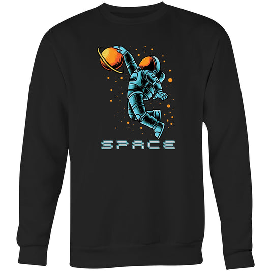Astronaut Basketball - Crew Sweatshirt Black Sweatshirt Space