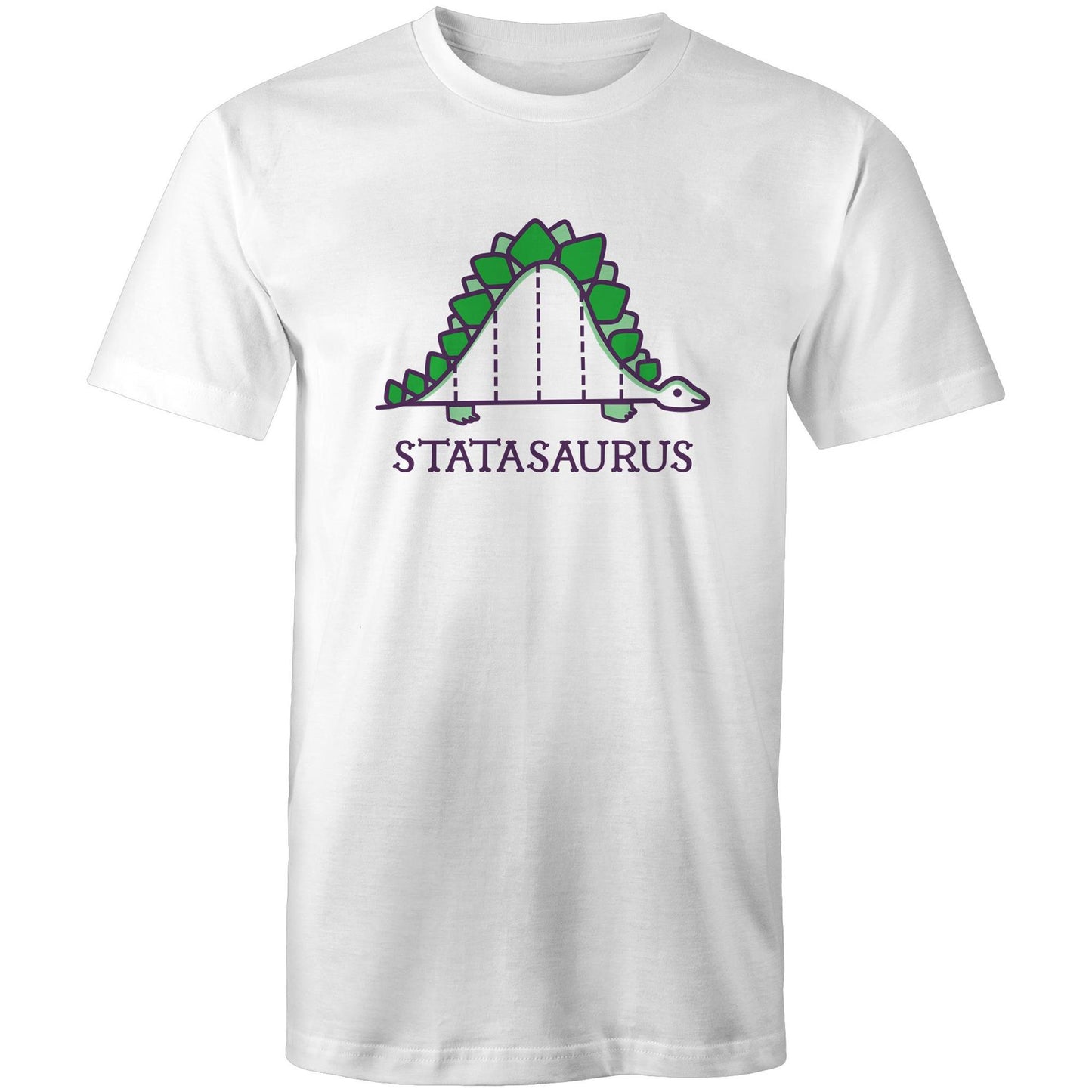 Statasaurus - Mens T-Shirt White Mens T-shirt animal Maths Science