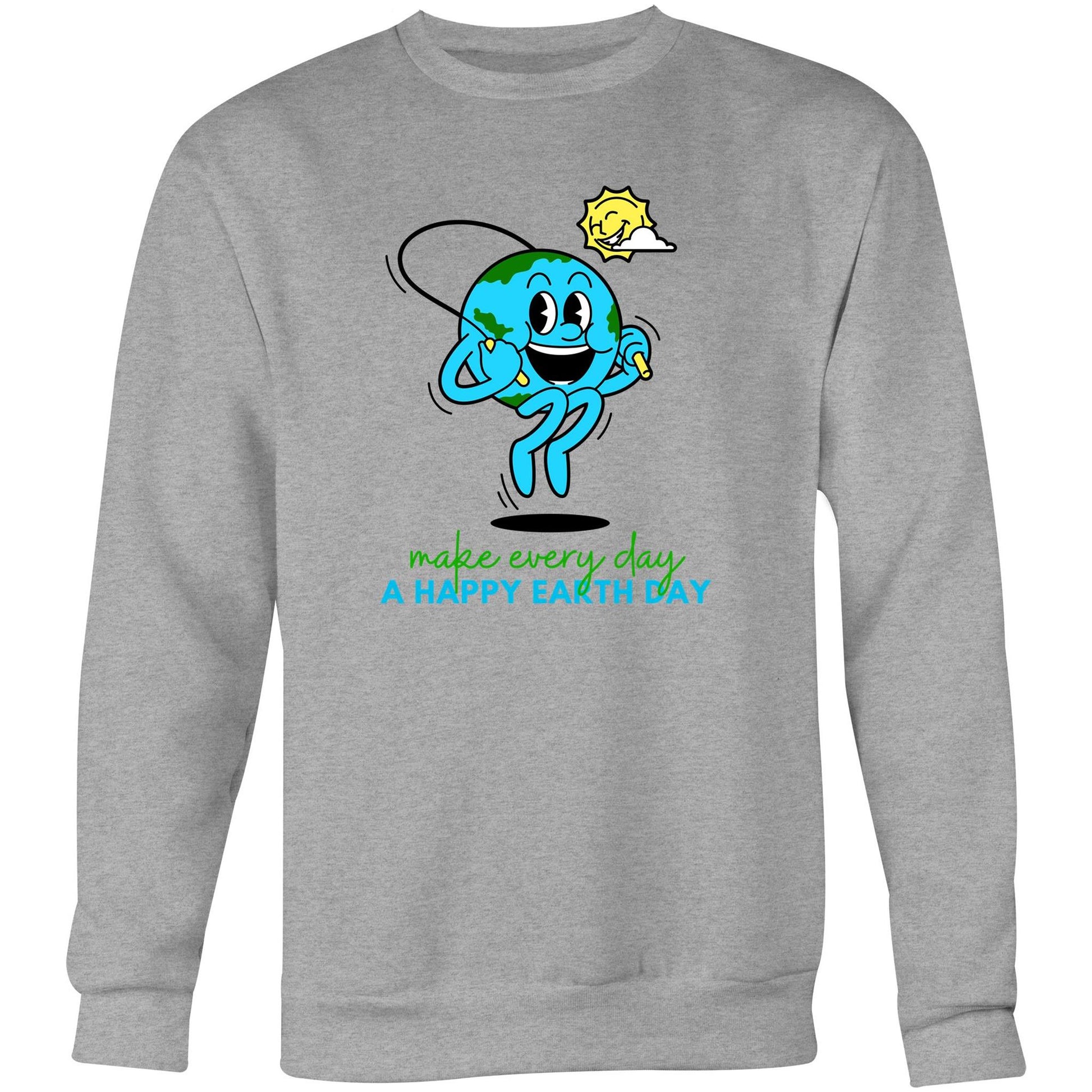 Make Every Day A Happy Earth Day - Crew Sweatshirt Grey Marle Sweatshirt Environment