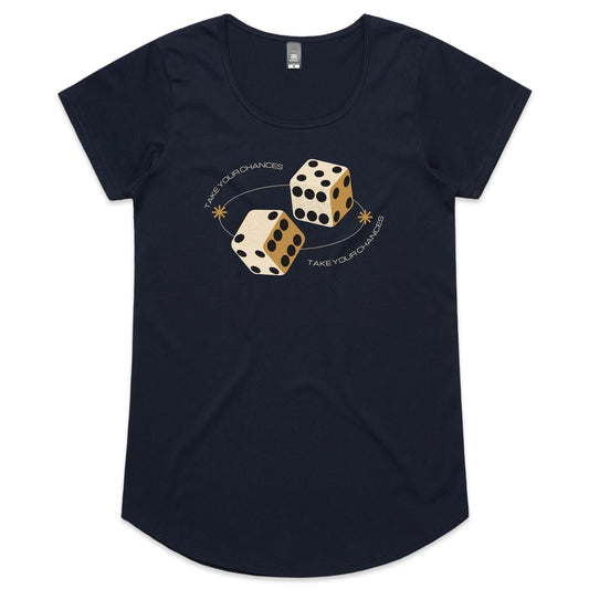 Dice, Take Your Chances - Womens Scoop Neck T-Shirt Navy Womens Scoop Neck T-shirt Games
