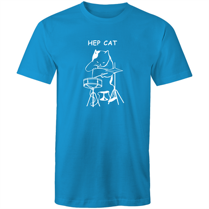 Hep Cat - Mens T-Shirt Arctic Blue Mens T-shirt Funny Mens Music