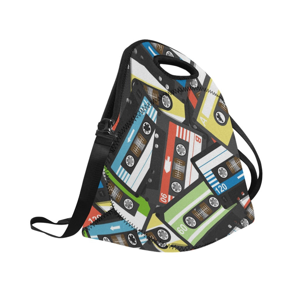 Cassette Tapes - Neoprene Lunch Bag/Large Neoprene Lunch Bag/Large Music Retro