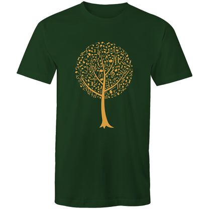 Music Tree - Mens T-Shirt Forest Green Mens T-shirt Mens Music Plants
