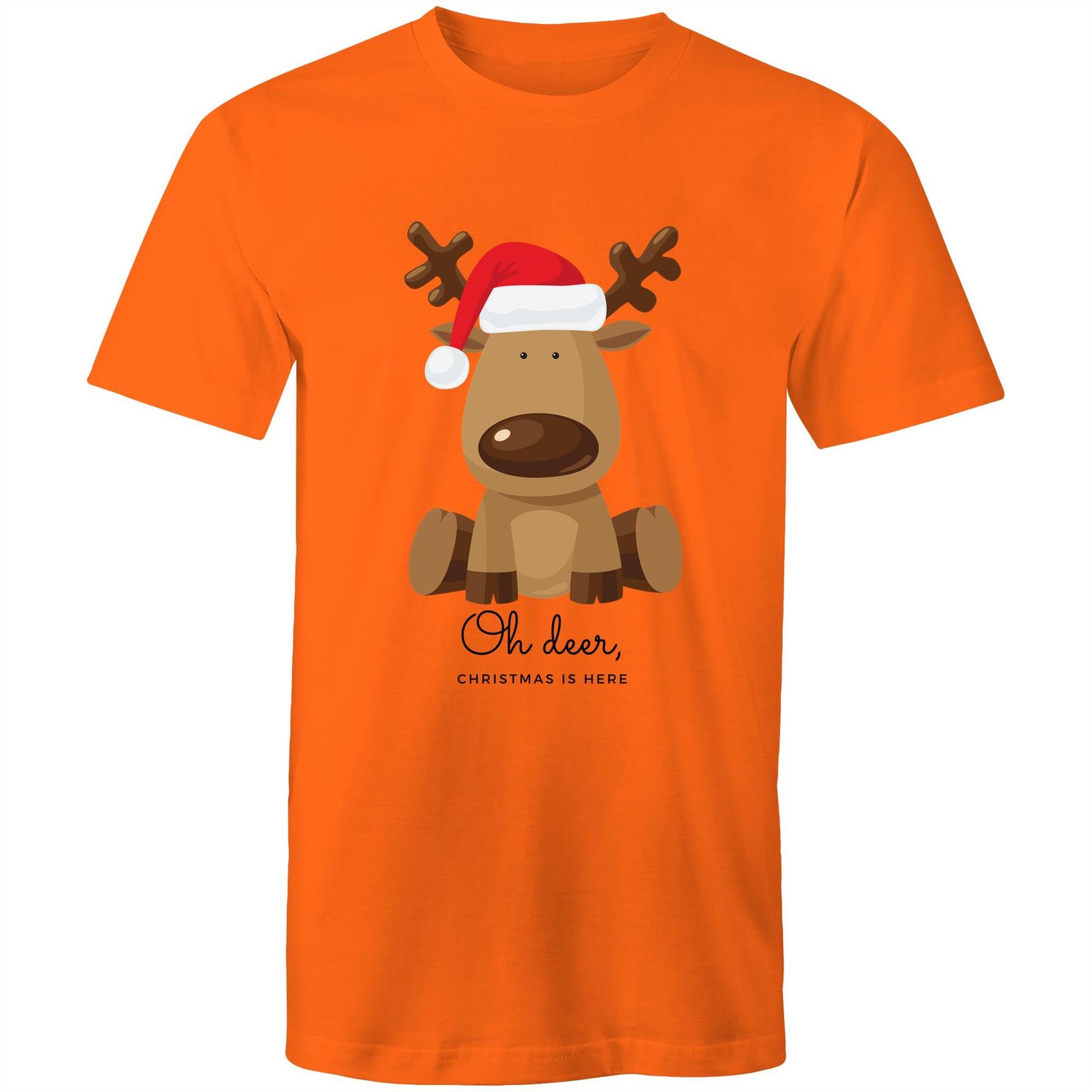 Oh Deer, Christmas Is Here - Mens T-Shirt Orange Christmas Mens T-shirt Merry Christmas