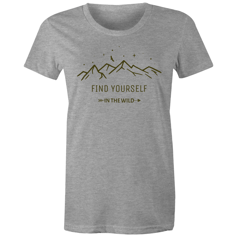 Find yourself In The Wild - Women's T-shirt Grey Marle Womens T-shirt Environment Womens