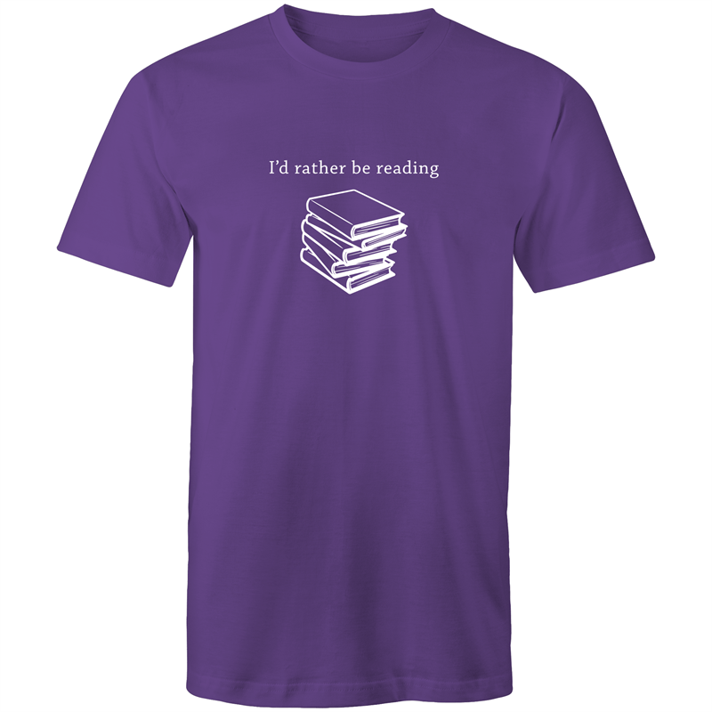 I'd Rather Be Reading - Mens T-Shirt Purple Mens T-shirt Funny Mens