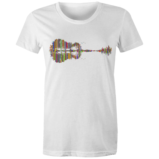 Guitar Reflection In Colour - Womens T-shirt White Womens T-shirt Music