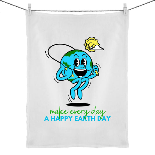 Make Every Day A Happy Earth Day - 50% Linen 50% Cotton Tea Towel Default Title Tea Towel