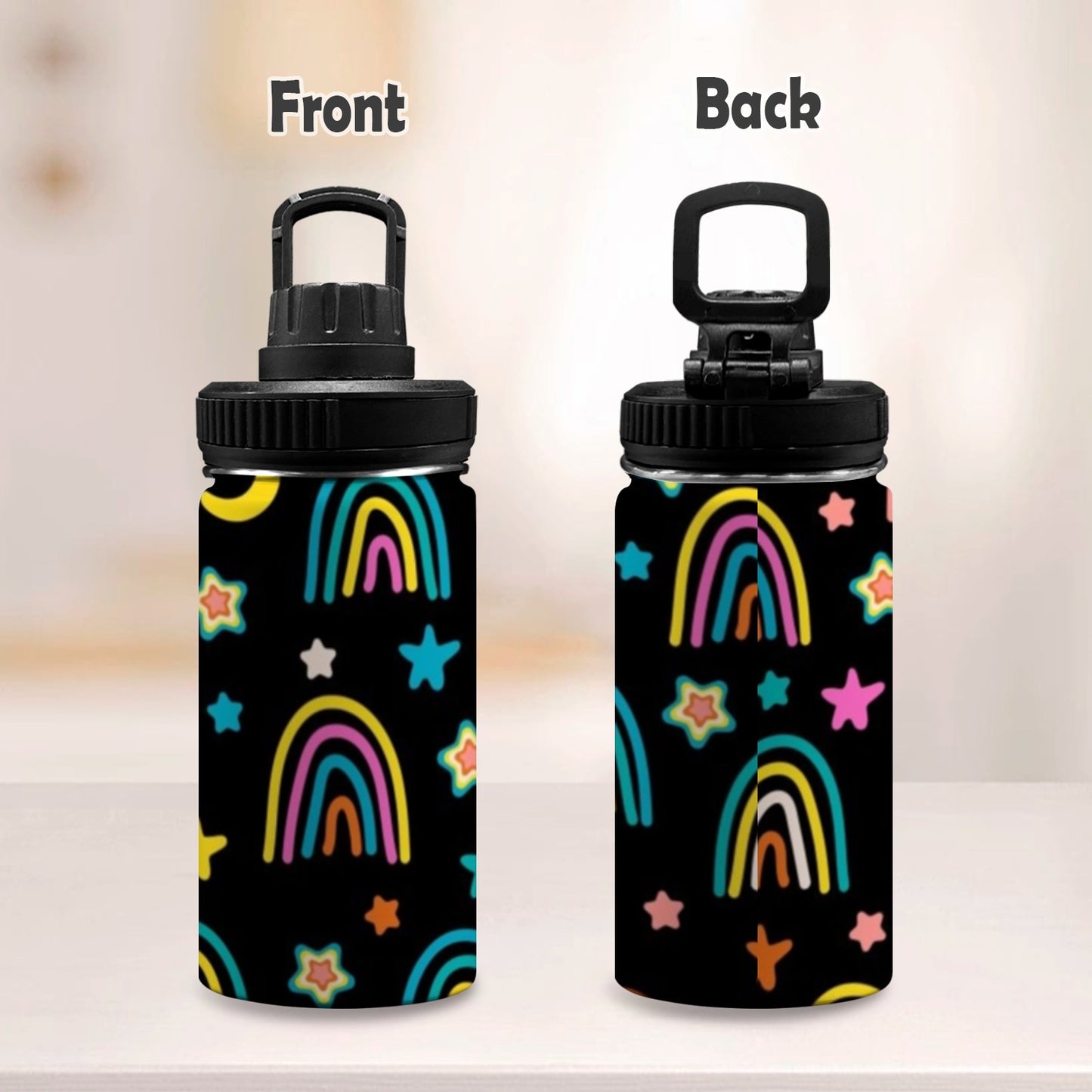 Rainbows - Kids Water Bottle with Chug Lid (12 oz) Kids Water Bottle with Chug Lid