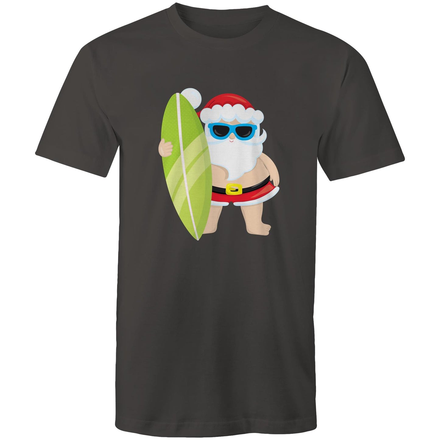 Surf Santa - Mens T-Shirt Charcoal Christmas Mens T-shirt Merry Christmas