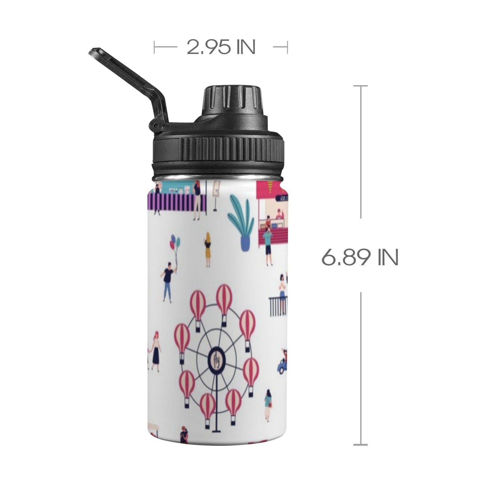 Carnival - Kids Water Bottle with Chug Lid (12 oz) Kids Water Bottle with Chug Lid Summer