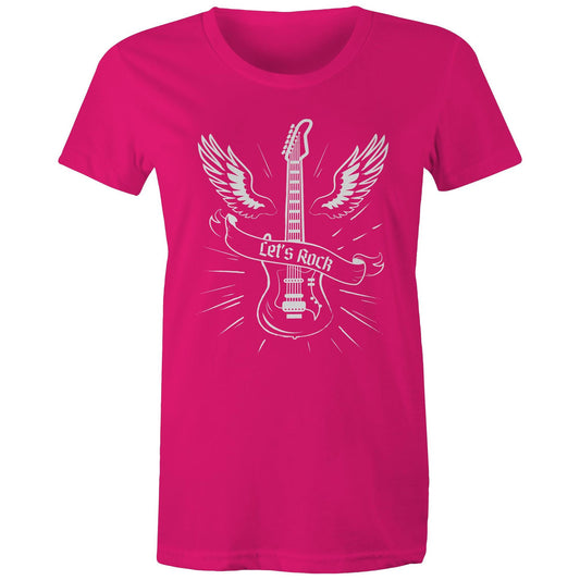 Let's Rock - Womens T-shirt Fuchsia Womens T-shirt Music
