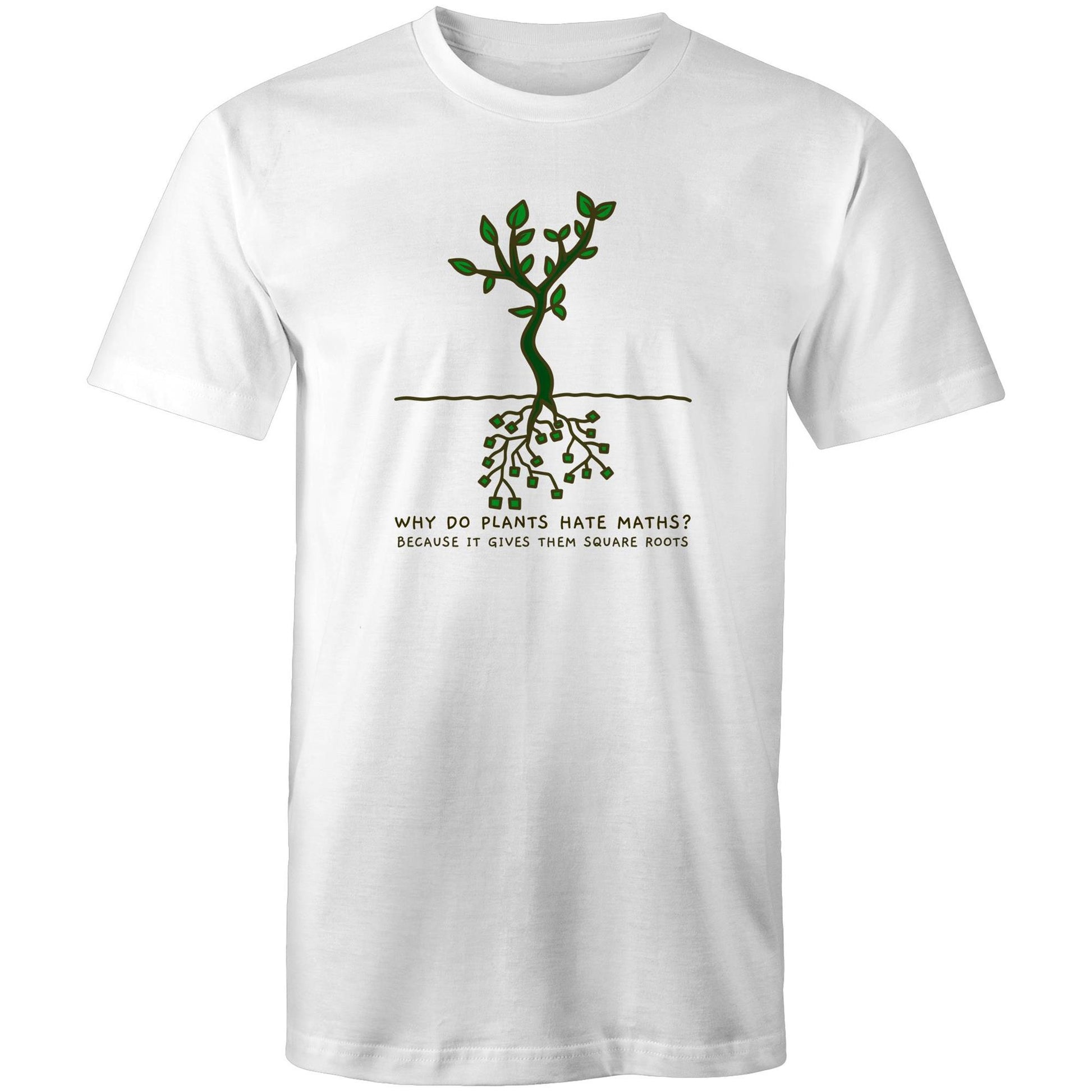 Square Roots - Mens T-Shirt White Mens T-shirt Maths Plants Science