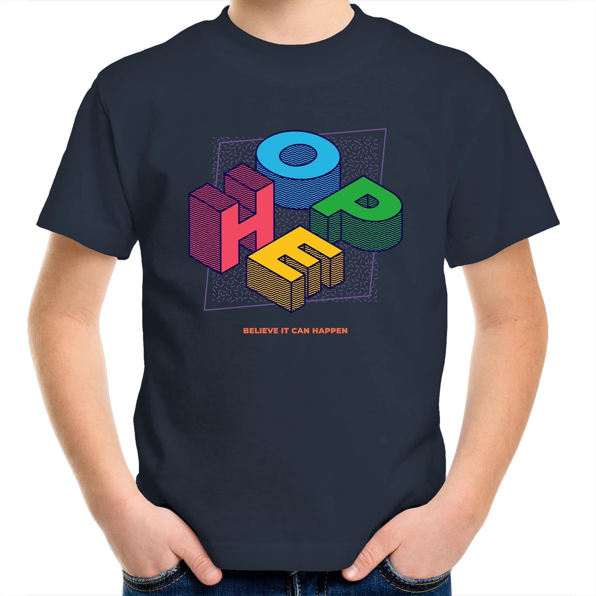 Hope - Kids Youth Crew T-Shirt Navy Kids Youth T-shirt Retro