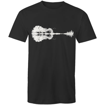 Guitar Reflection - Mens T-Shirt Black Mens T-shirt Music