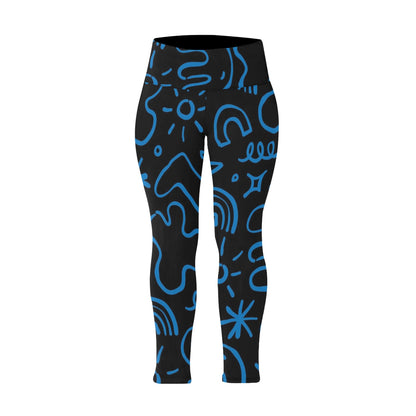 Blue Squiggle - Women's Extra Plus Size High Waist Leggings Women's Extra Plus Size High Waist Leggings Printed Offshore