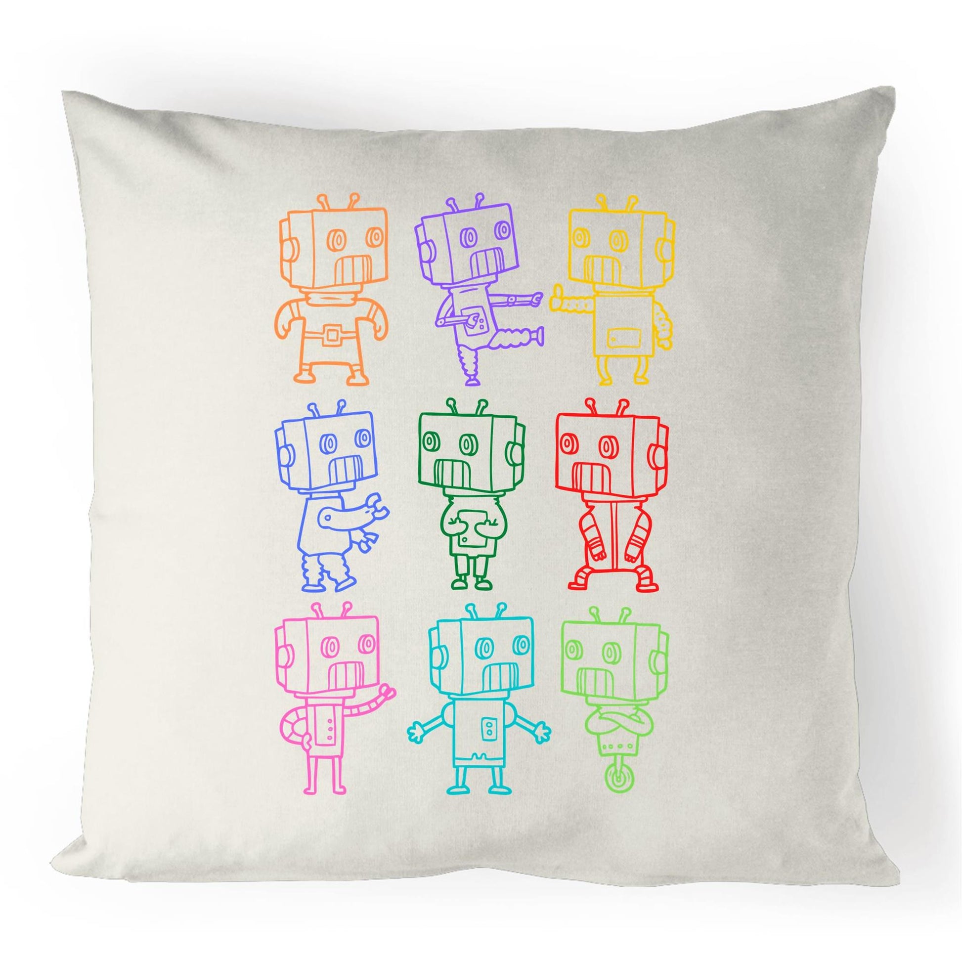 Robots - 100% Linen Cushion Cover Natural One-Size Linen Cushion Cover