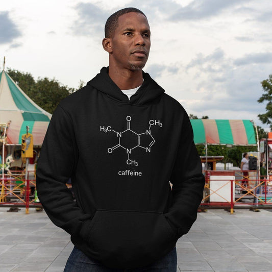 Caffeine Molecule - Pocket Hoodie Sweatshirt Hoodie Coffee Mens Science Womens