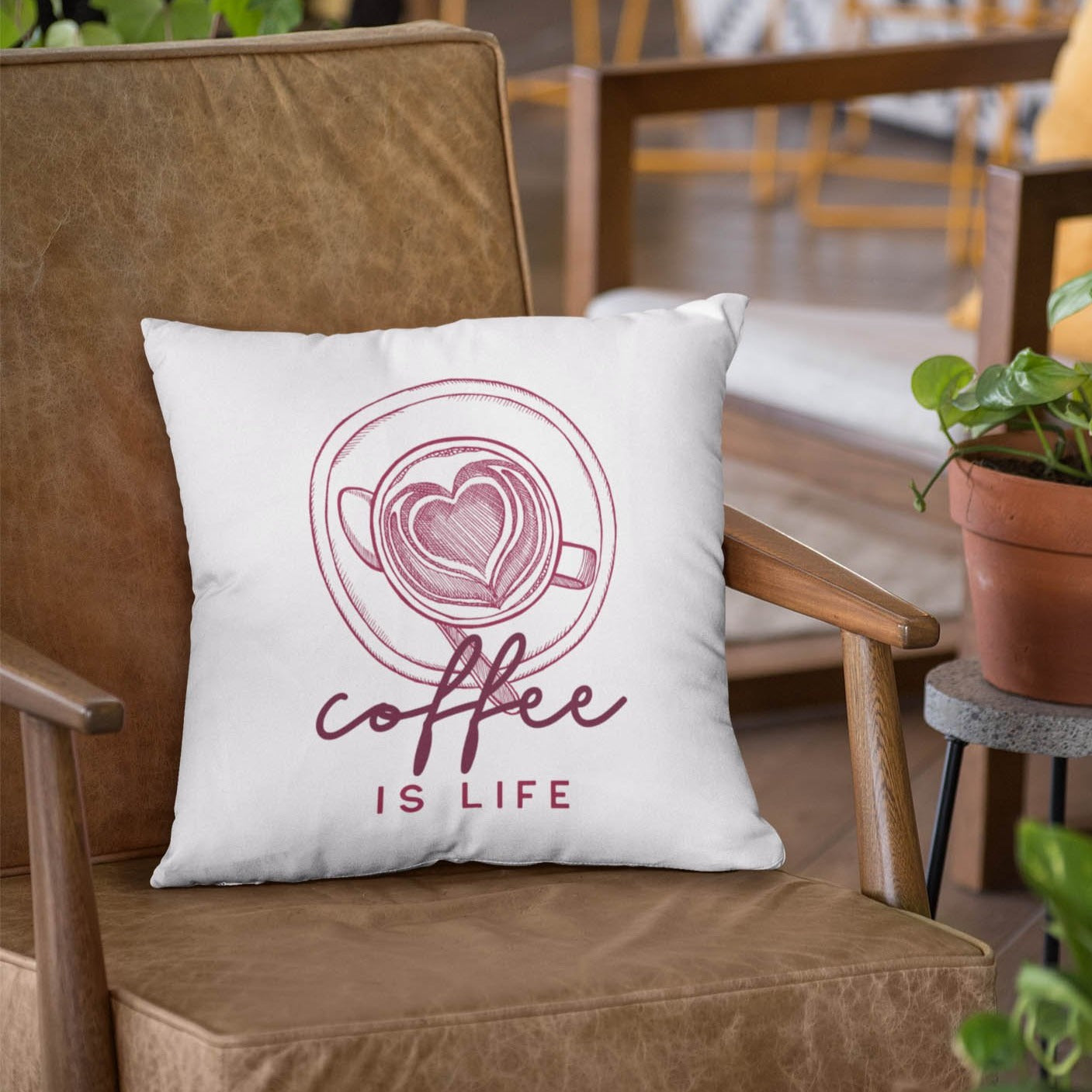 Coffee Is Life - 100% Linen Cushion Cover Linen Cushion Cover Coffee