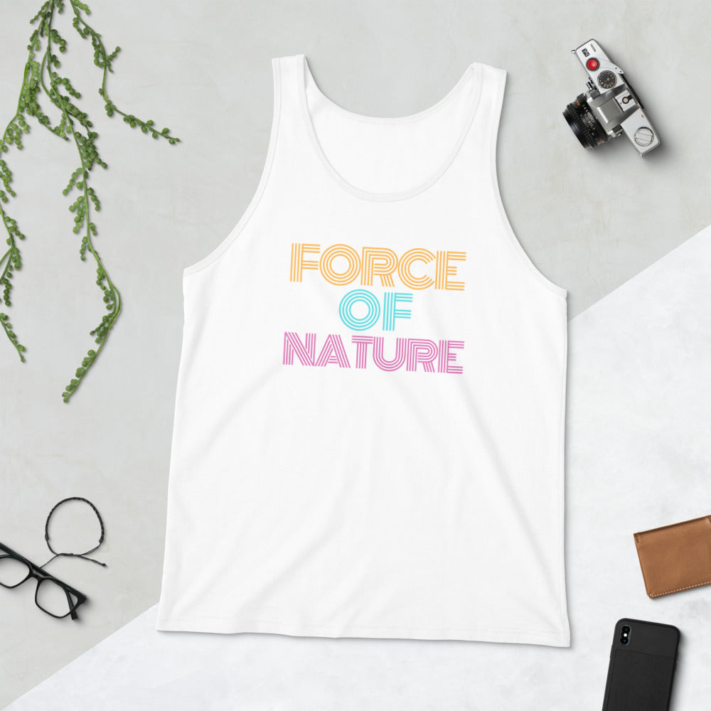Force Of Nature - Mens Singlet Top White Mens Singlet Top Fitness Mens