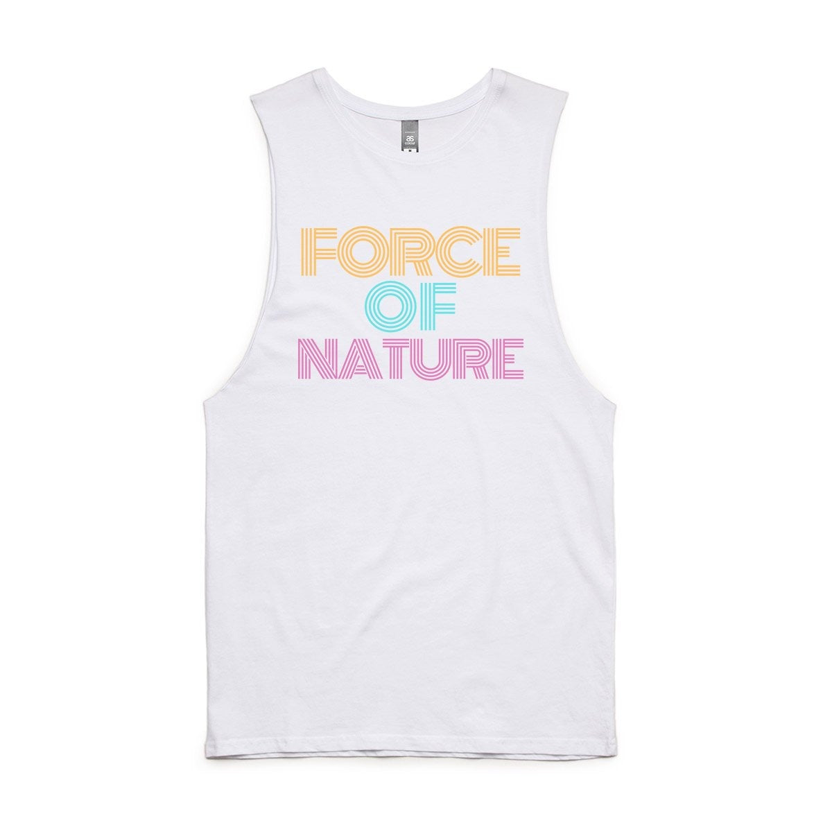 Force Of Nature - Mens Tank Top Tee White Mens Tank Fitness Mens