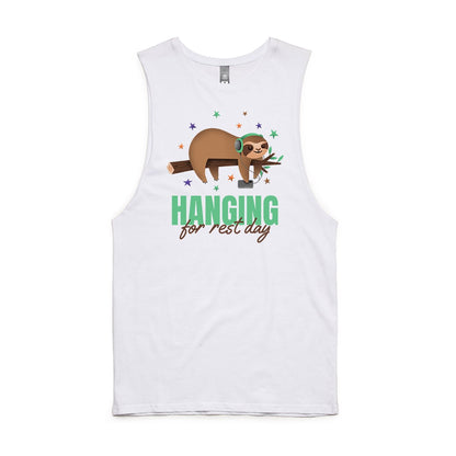 Hanging For Rest Day - Mens Tank Top Tee White Mens Tank Fitness Mens