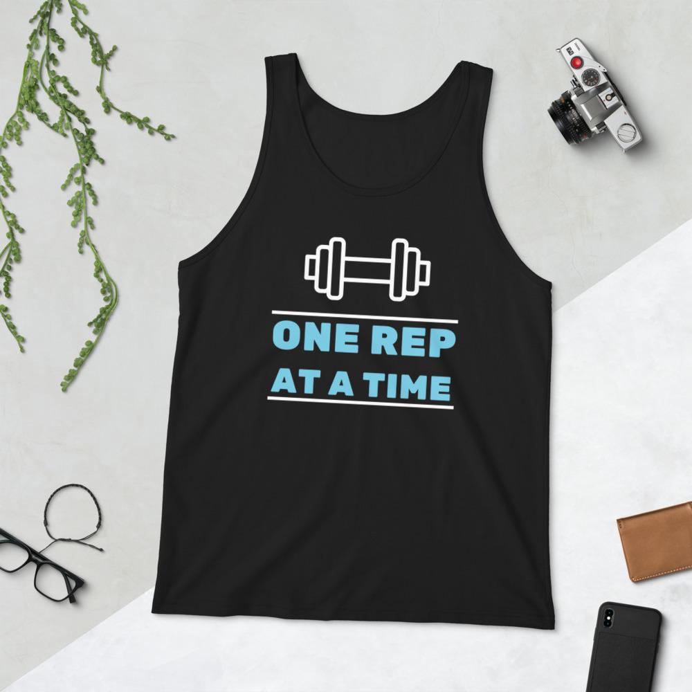 One Rep At A Time - Mens Singlet Top Black Mens Singlet Top Fitness Mens