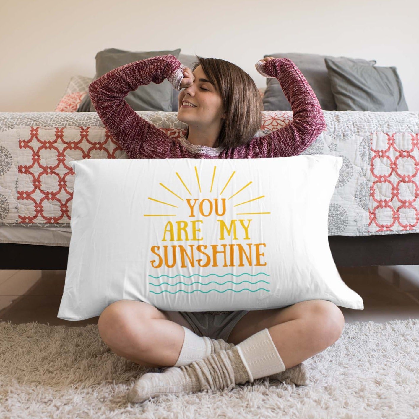 You Are My Sunshine - 100% Cotton Pillow Case kids Summer