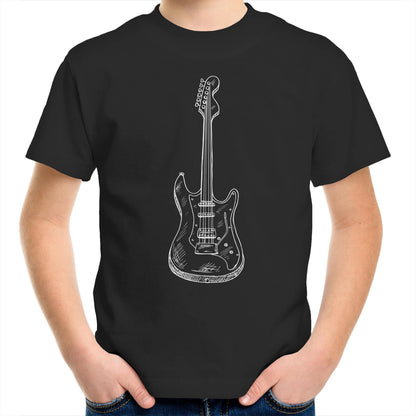 Guitar - Kids Youth Crew T-Shirt Black Kids Youth T-shirt Music