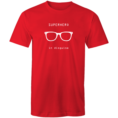 Superhero In Disguise - Mens T-Shirt Red Mens T-shirt comic Funny Mens