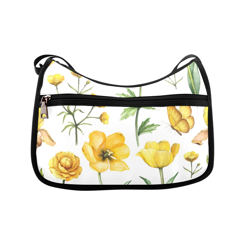 Yellow Flower Watercolour - Crossbody Fabric Handbag Crossbody Handbag