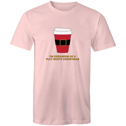 I'm Dreaming Of A Flat White Christmas - Mens T-Shirt Pink Christmas Mens T-shirt Merry Christmas